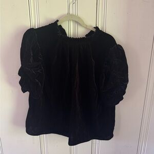 & Other Stories Black Velvet Puff Sleeve Blouse